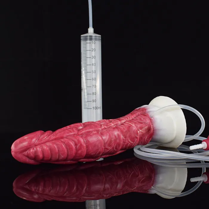 Female Sex Toys FAAK Ribbed Ejaculation Dildo With Spray Liquid FAAK