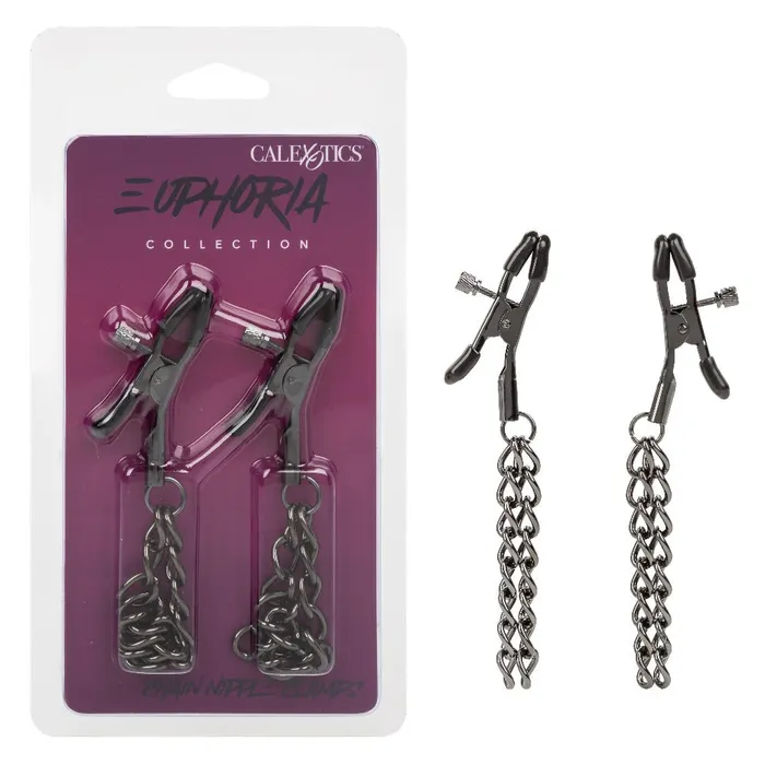 CalExotics Euphoria Collection Chain Nipple Clamps Black Anal