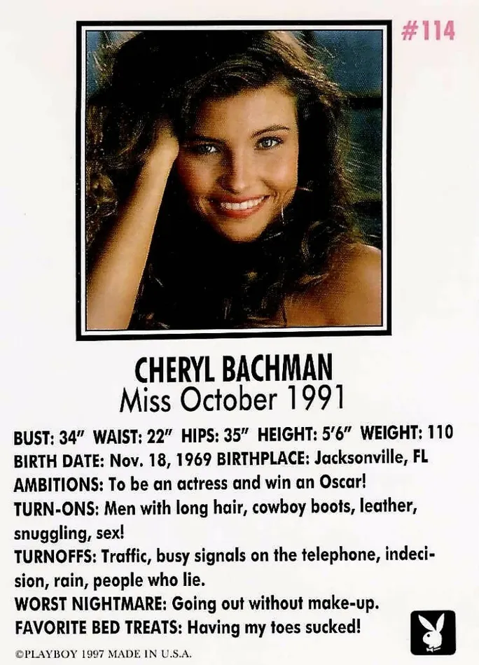 Couples Greenthunderbirds Cards Playboy October Edition 114 Cheryl Bachman