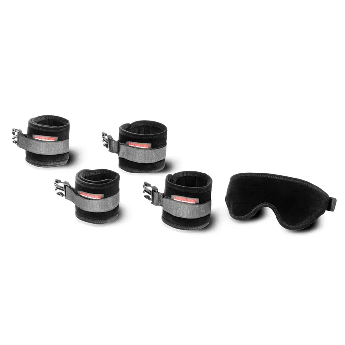 Black Label Plush Seduction Cuff Kit Black Microfiber Liberator Anal