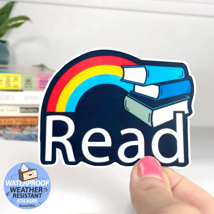 BootsTees Female Sex Toys Reading Rainbow Sticker for Book Lovers Waterproof