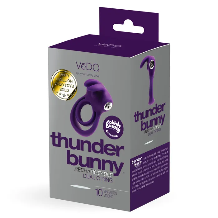 Vedo Thunder Bunny Rechargeable Vibrating Clitoral Cock Ball Ring Vedo Male Sex Toys