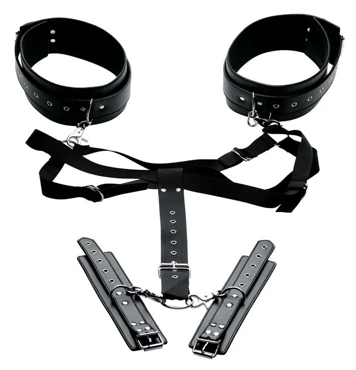 Acquire Easy Access Thigh Harness With Wrist Cuffs XR Brands Master Series Female Sex Toys Acquire Easy Access Thigh Harness With Wrist Cuffs XR Brands Master Series Female Sex Toys