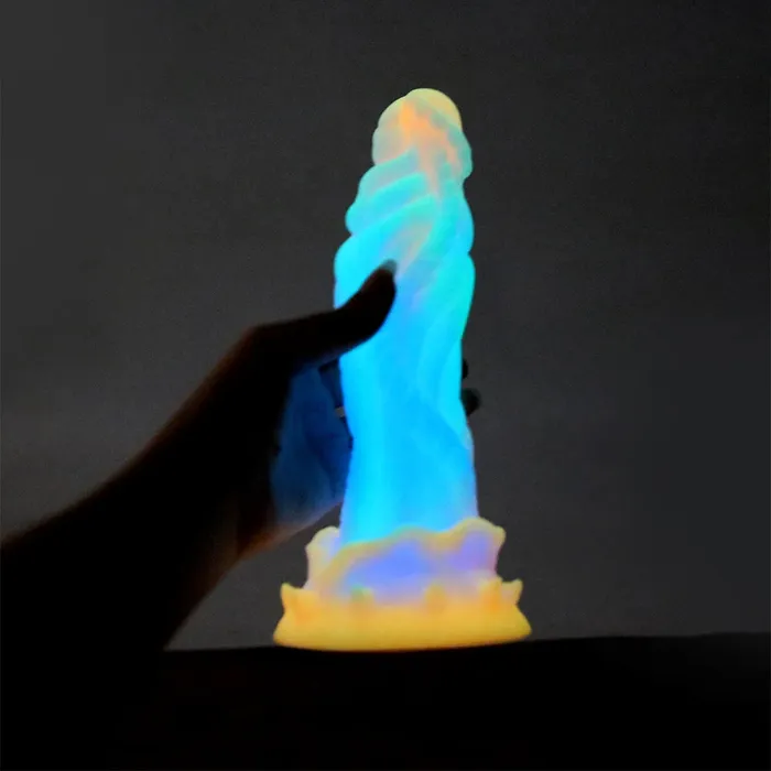 Anal Domlust Luminous Dragon Dildo Butt Plug Huge Monster Dildos Colourful Glowing Anal Sex Toy