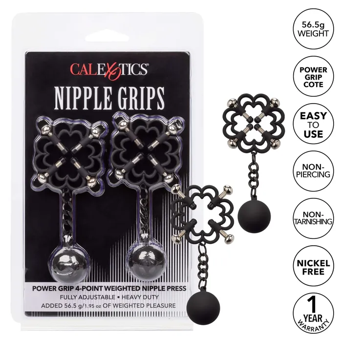 CalExotics Male Sex Toys Nipple Grips Power Grip 4Point Weighted Nipple Press CalExotics Male Sex Toys Nipple Grips Power Grip 4Point Weighted Nipple Press