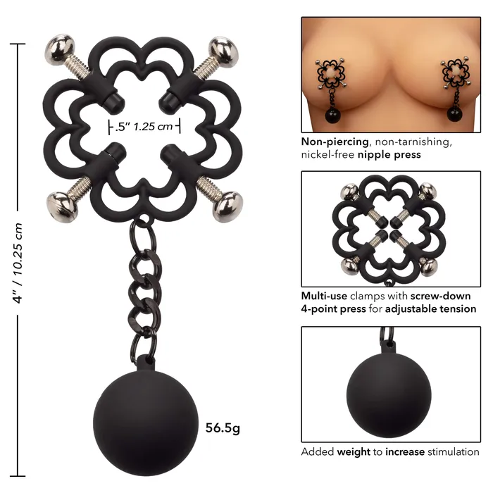 CalExotics Male Sex Toys Nipple Grips Power Grip 4Point Weighted Nipple Press CalExotics Male Sex Toys Nipple Grips Power Grip 4Point Weighted Nipple Press