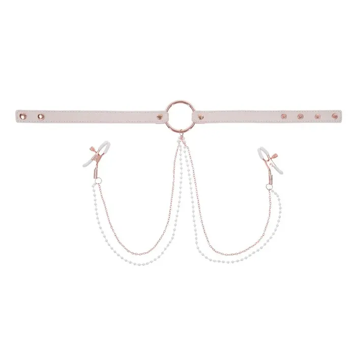 Female Sex Toys Sex Mischief Peaches n CreaMe Collar with Nipple Clamps