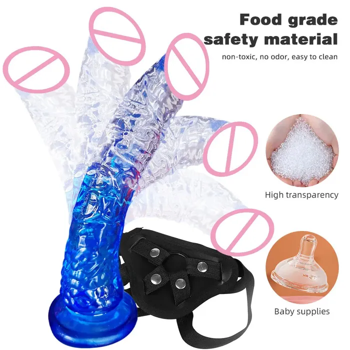 Strap On Dildo Couple Sex Toys Harness Jelly Colorful Realistic Dildos for Lesbian Domlust Female Sex Toys